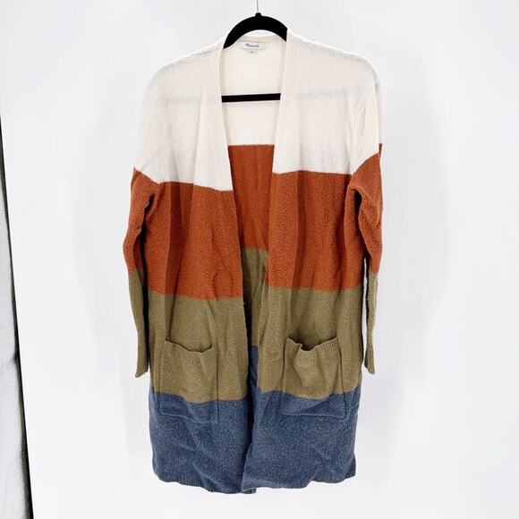 Madewell Sweaters - Madewell Kent striped open front cardigan alpaca Marino wool blend longline